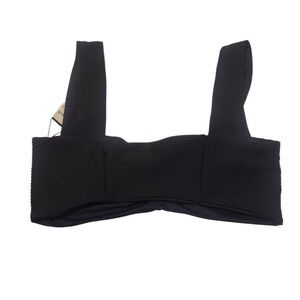 Ribbed Bralette Top Black Sleeveless Cropped Fitted Casual Party